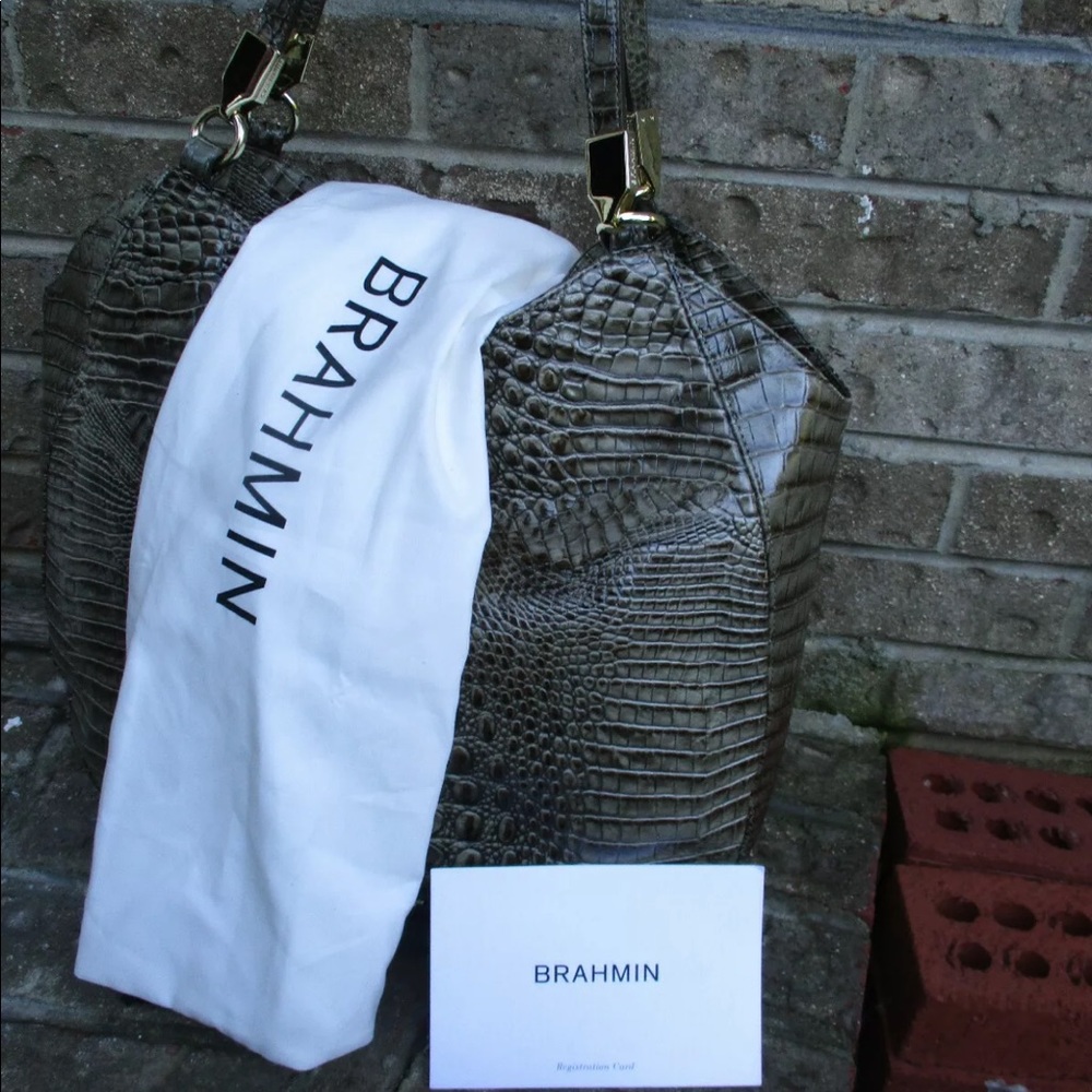 Brahmin green croc Embossed Leather Thelma purse